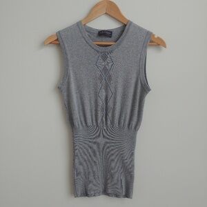 John Smedley Great Britain grey Sea Island Cotton argyle sweater tank si…